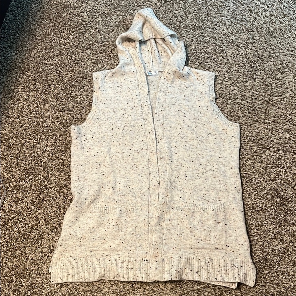 Speckled Sleeveless Hooded Cardigan